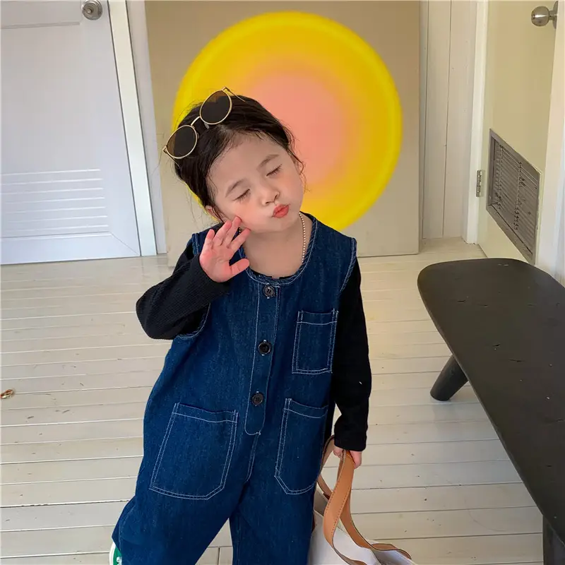 Baby Denim Jumpsuit 2022 Retro Wide Leg — feature 8