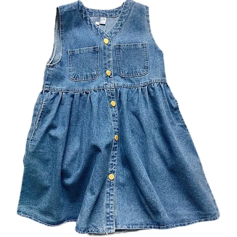 Girls Denim Vest Skirt Two-Piece Dress 2024 - Image 5