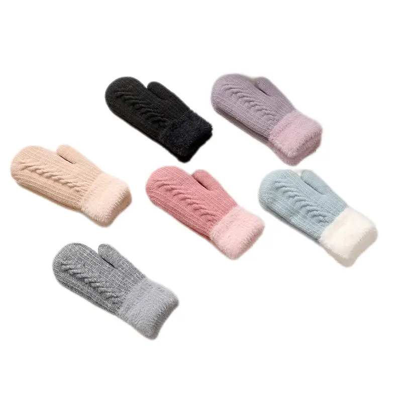 New Velvet Warm Camel Hair Gloves Double Layer Windproof - Image 12