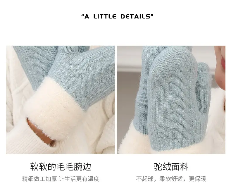 New Velvet Warm Camel Hair Gloves Double Layer Windproof — feature 3