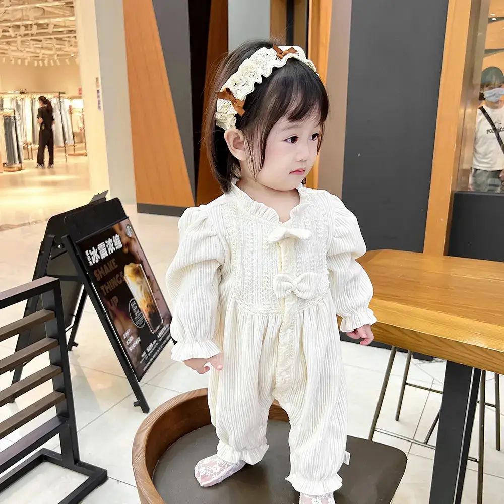 Beige Bow Romper for Baby 2024 Spring - Image 3