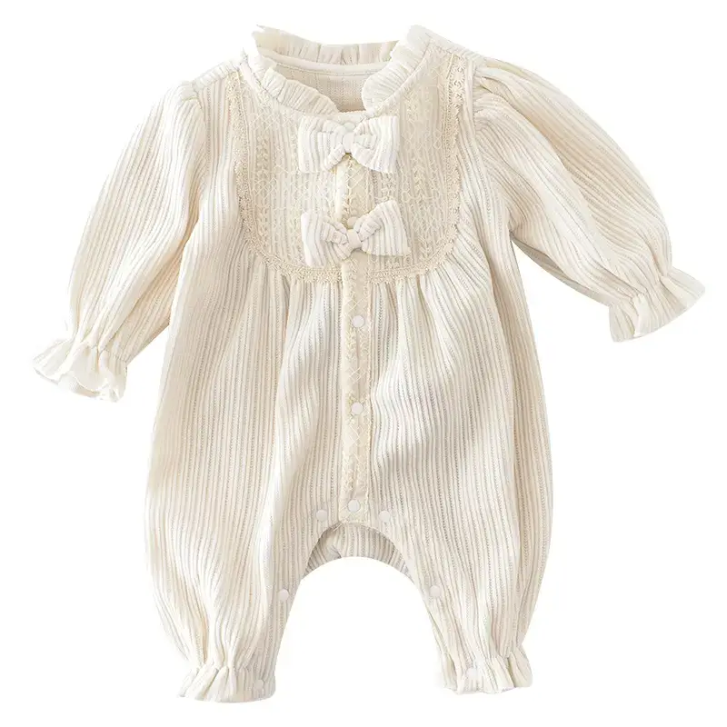 Beige Bow Romper for Baby 2024 Spring - Image 6