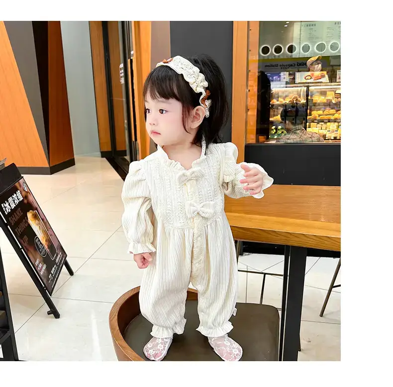 Beige Bow Romper for Baby 2024 Spring — feature 43