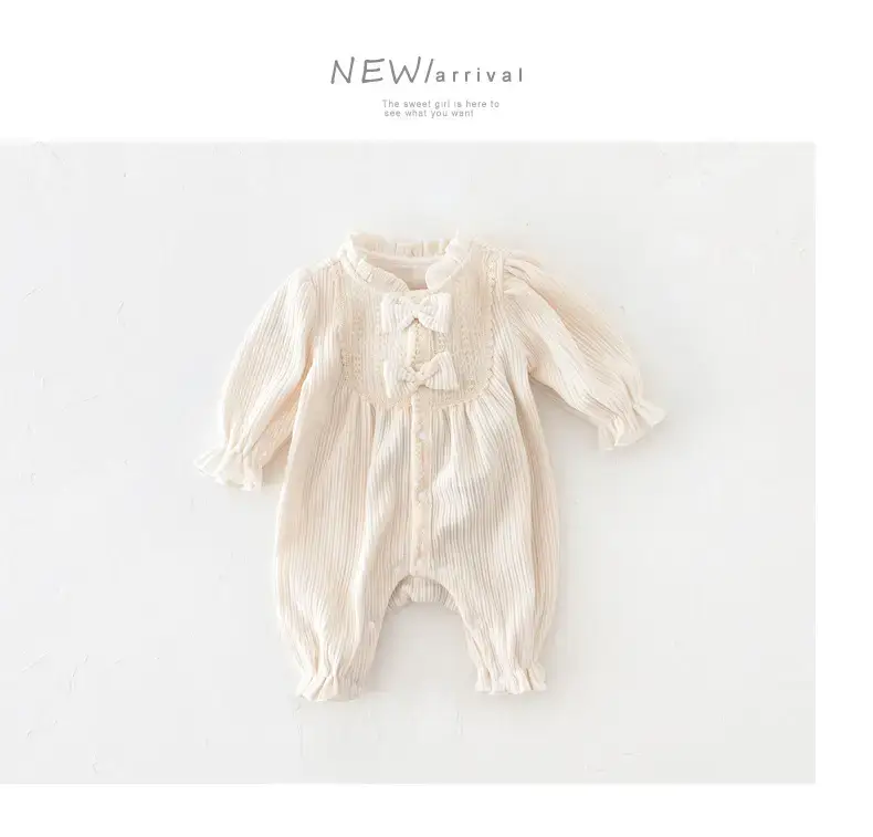 Beige Bow Romper for Baby 2024 Spring — feature 51