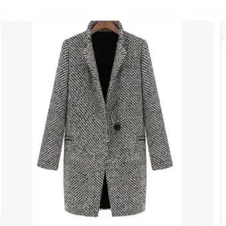 Women's Wool Slim Fit Coat Grey Houndstooth 2025