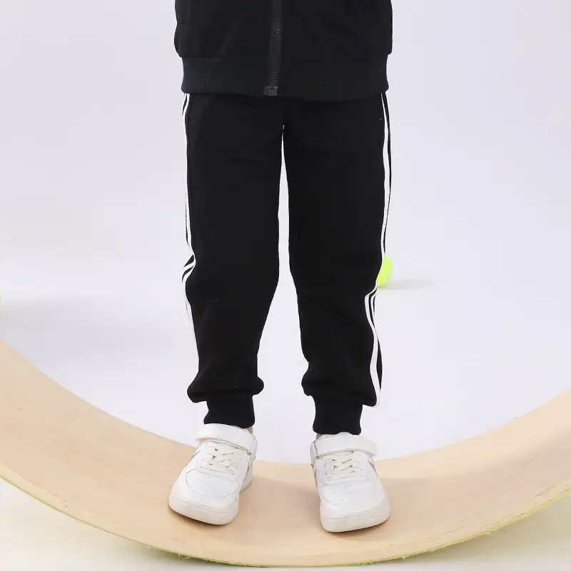 Red Boys' Two Stripes Track Pants Navy Blue Girls' Sports Pants - Image 7
