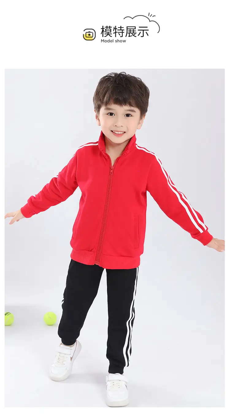 Red Boys' Two Stripes Track Pants Navy Blue Girls' Sports Pants — feature 13
