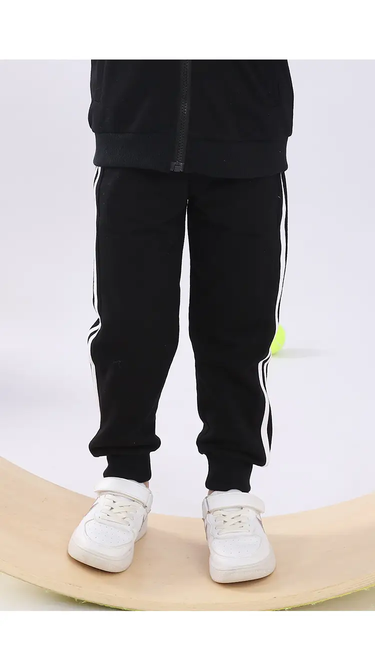 Red Boys' Two Stripes Track Pants Navy Blue Girls' Sports Pants — feature 14