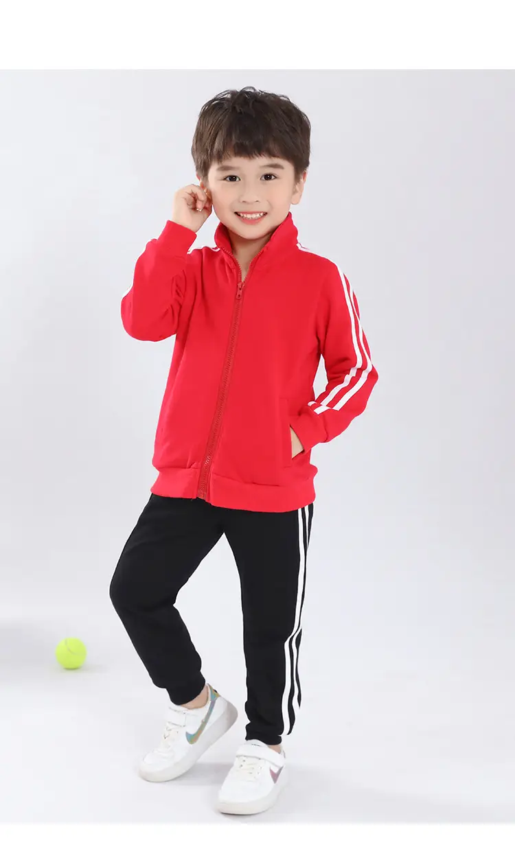Red Boys' Two Stripes Track Pants Navy Blue Girls' Sports Pants — feature 16