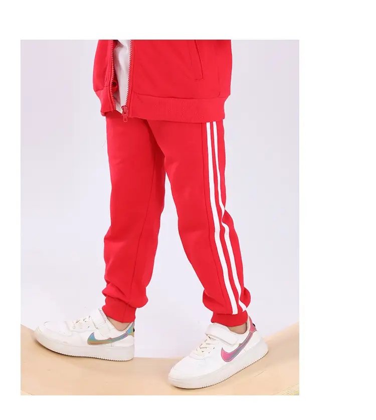 Red Boys' Two Stripes Track Pants Navy Blue Girls' Sports Pants — feature 17