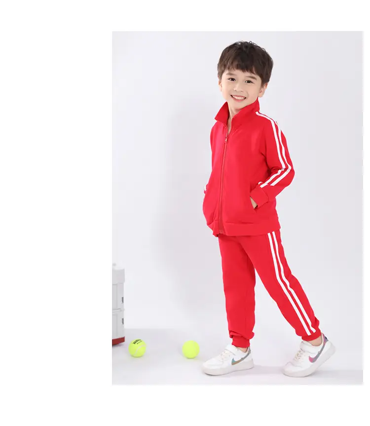 Red Boys' Two Stripes Track Pants Navy Blue Girls' Sports Pants — feature 18