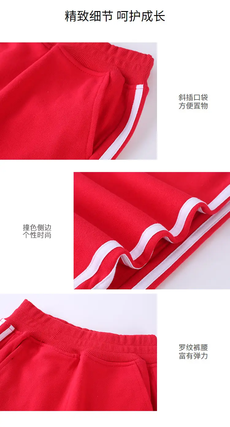 Red Boys' Two Stripes Track Pants Navy Blue Girls' Sports Pants — feature 9