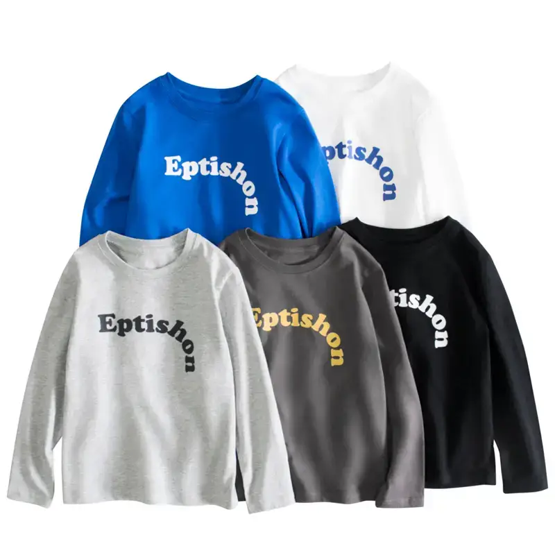 White Long Sleeve T-Shirt with Blue Graphic Print for Kids - Image 4
