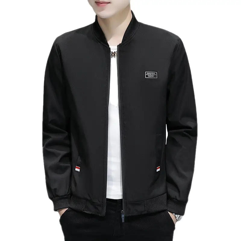 Men Slim Fit Baseball Coat Blue Fleece Lining - Image 16