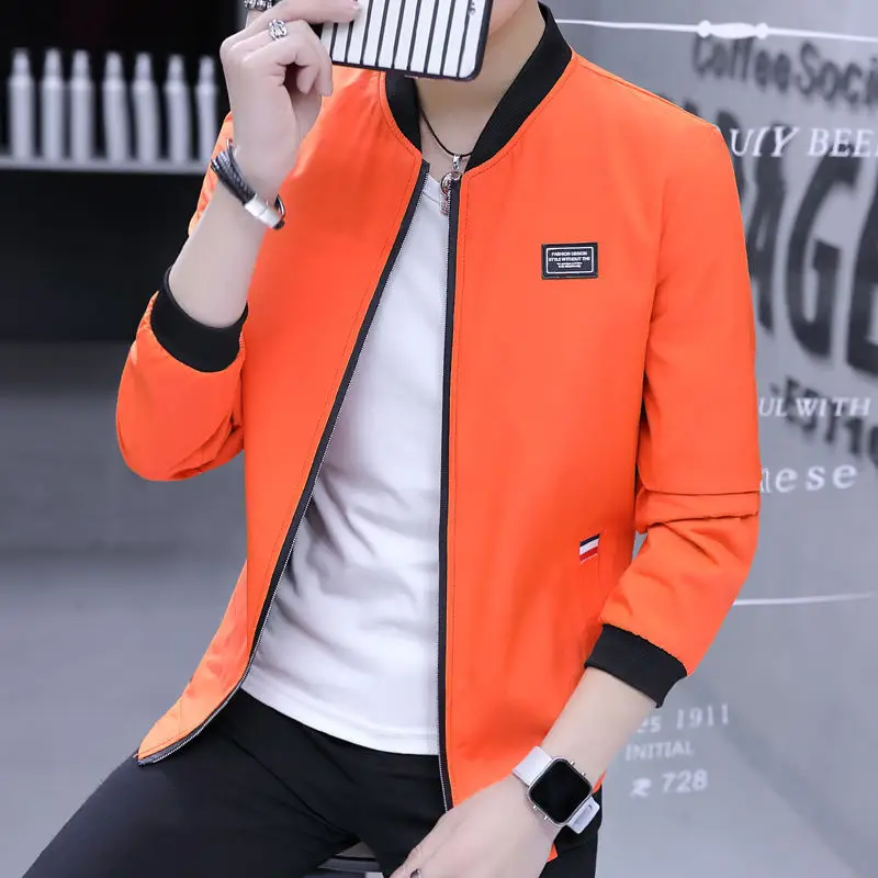 Men Slim Fit Baseball Coat Blue Fleece Lining - Image 5