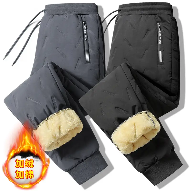 Men's Winter Velvet Pants with Fleece Trim Large