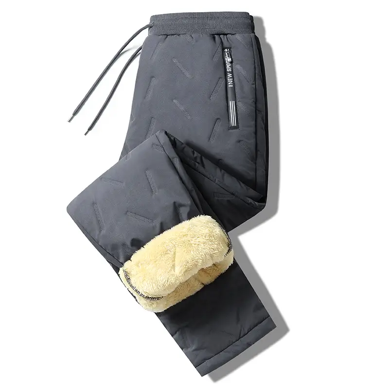 Men's Winter Velvet Pants with Fleece Trim Large