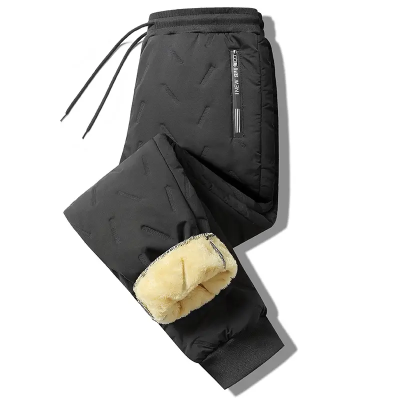 Men's Winter Velvet Pants with Fleece Trim Large