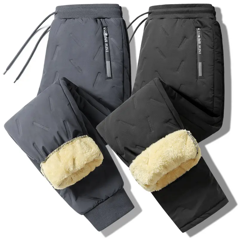 Men's Winter Velvet Pants with Fleece Trim Large
