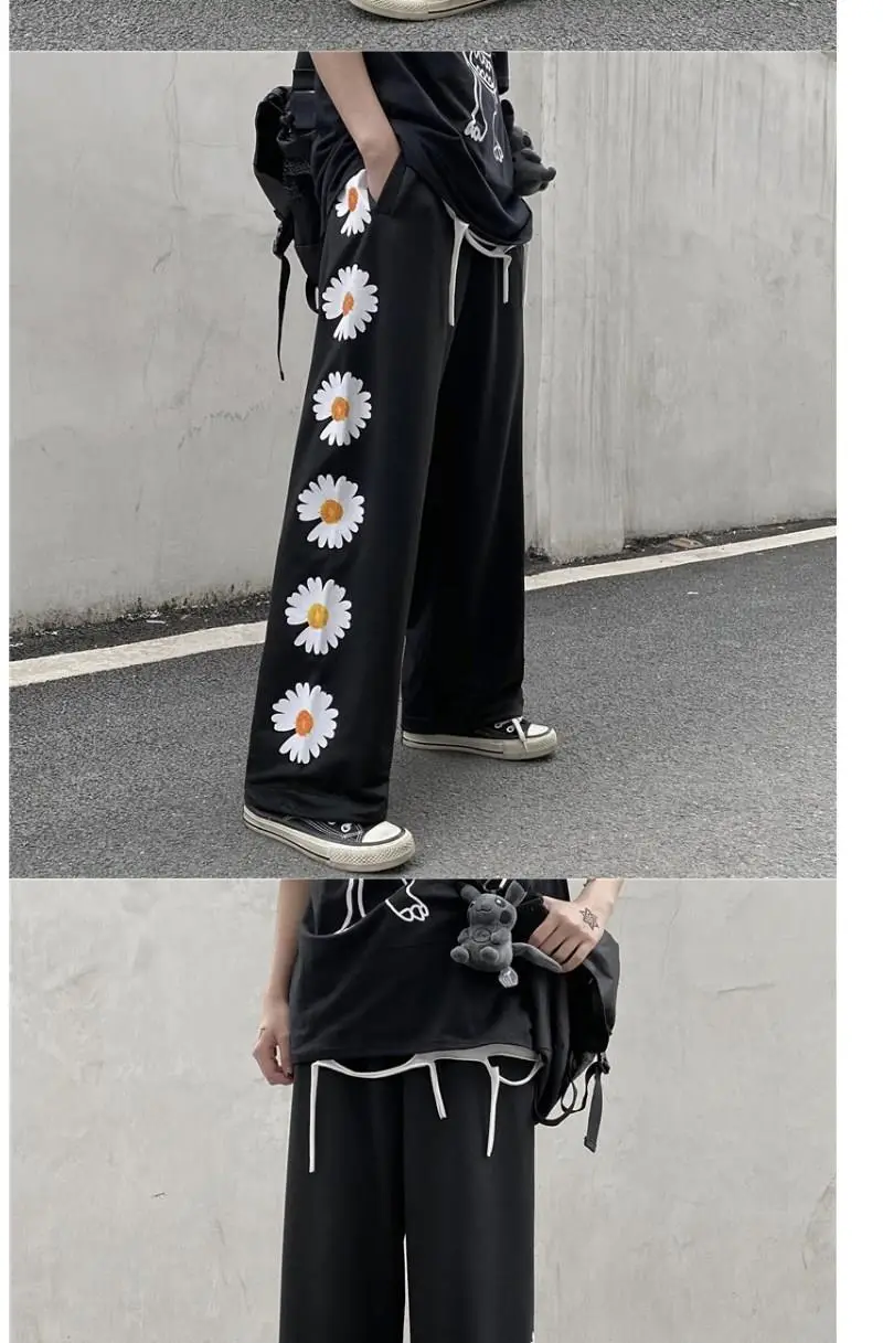 Women Korean Style Black Wide Leg Pants High Waist Loose Casual — feature 2
