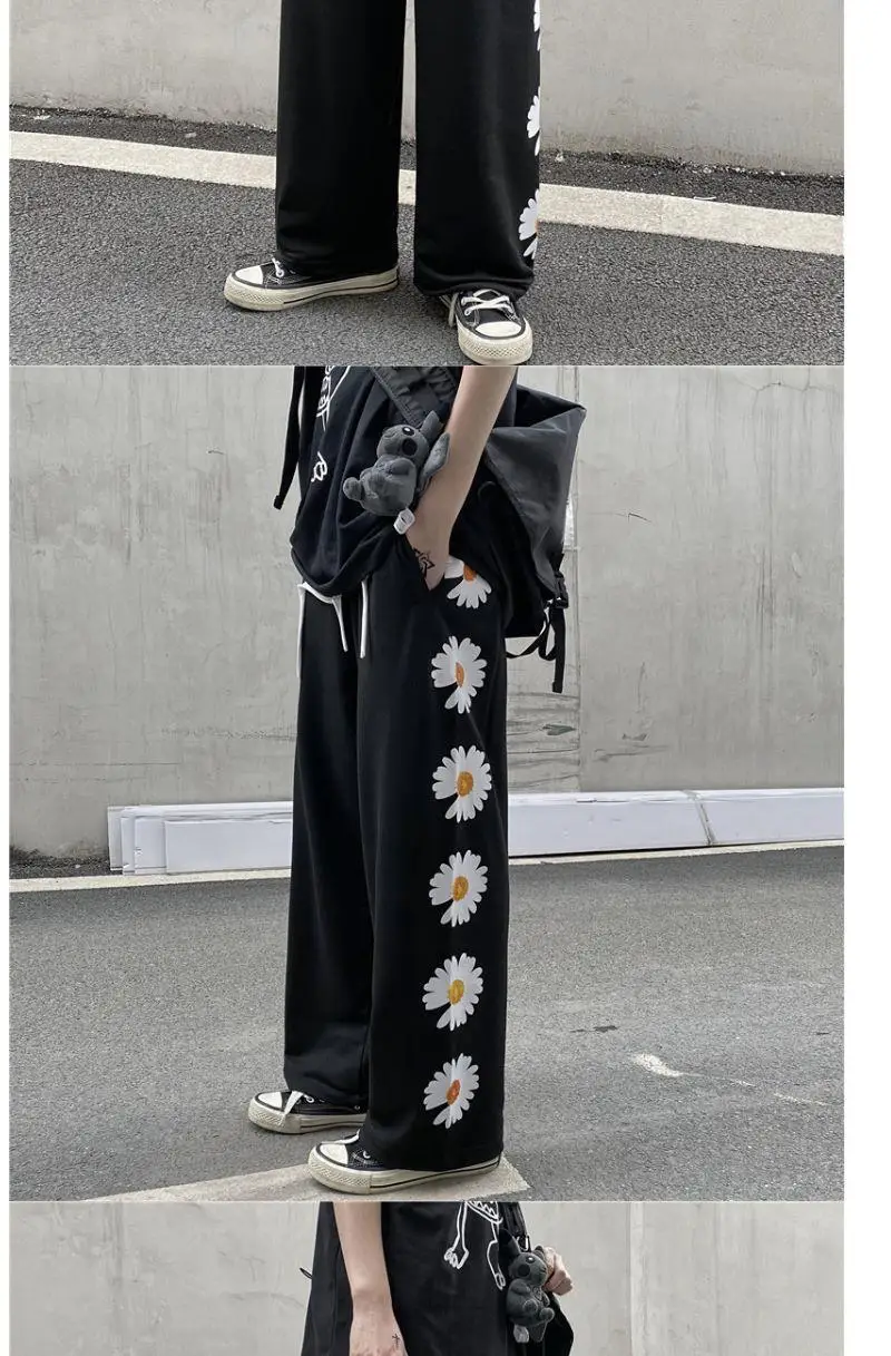 Women Korean Style Black Wide Leg Pants High Waist Loose Casual — feature 3