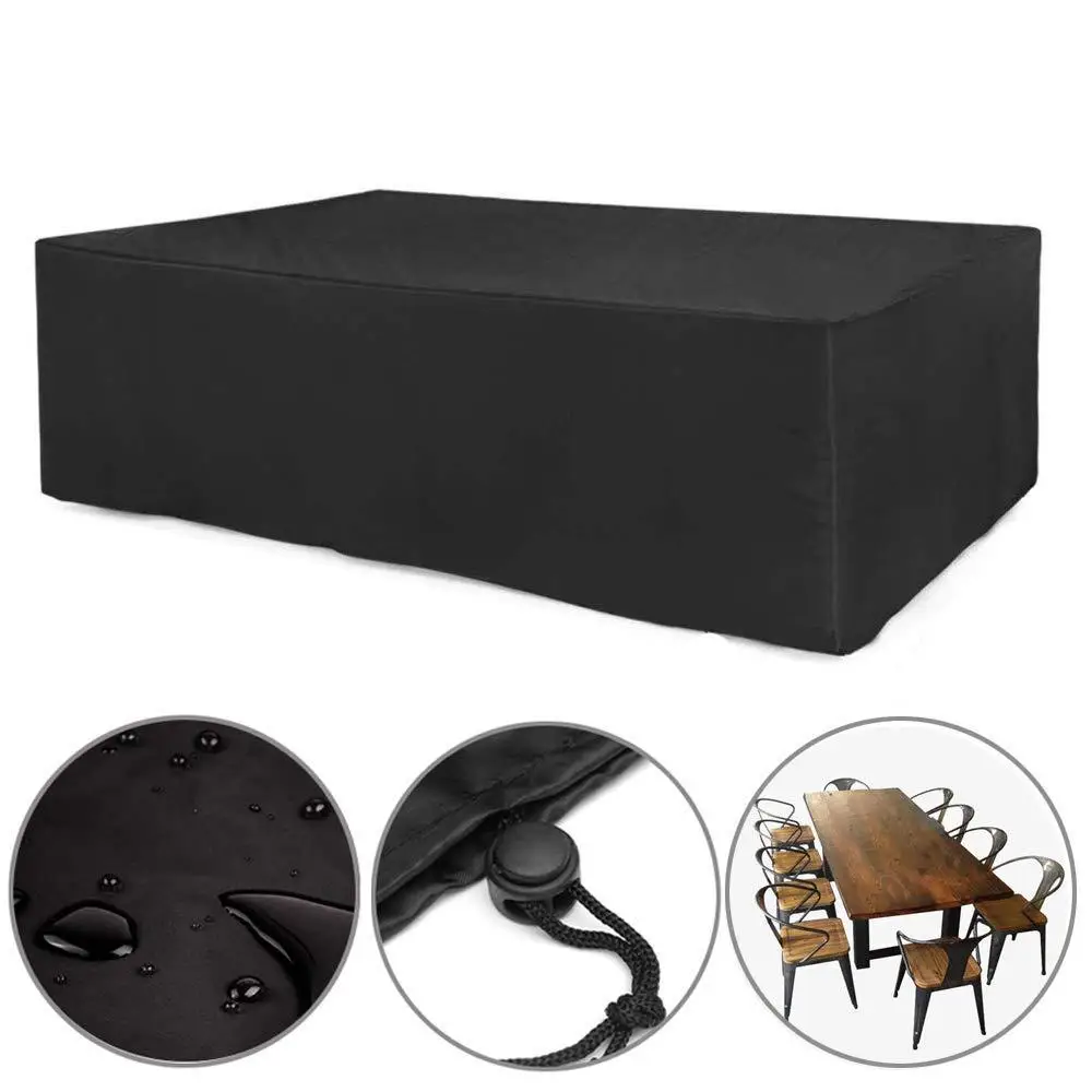 Black 210D Oxford Cloth Rain Cover for Outdoor Furniture - Image 2