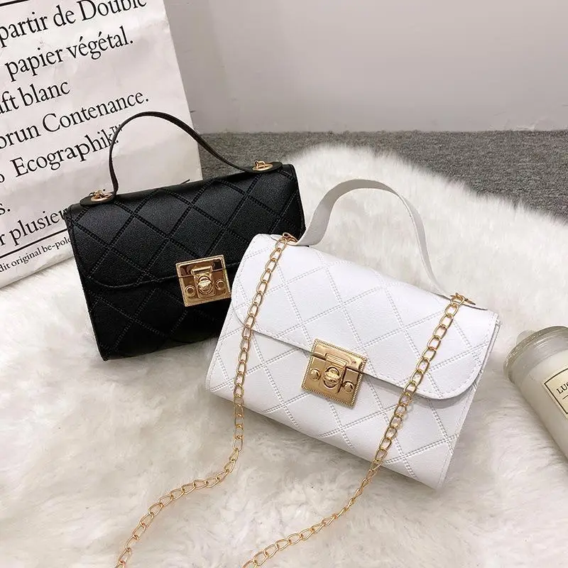 White Lock Chain Women's Small Square Bag - Image 11