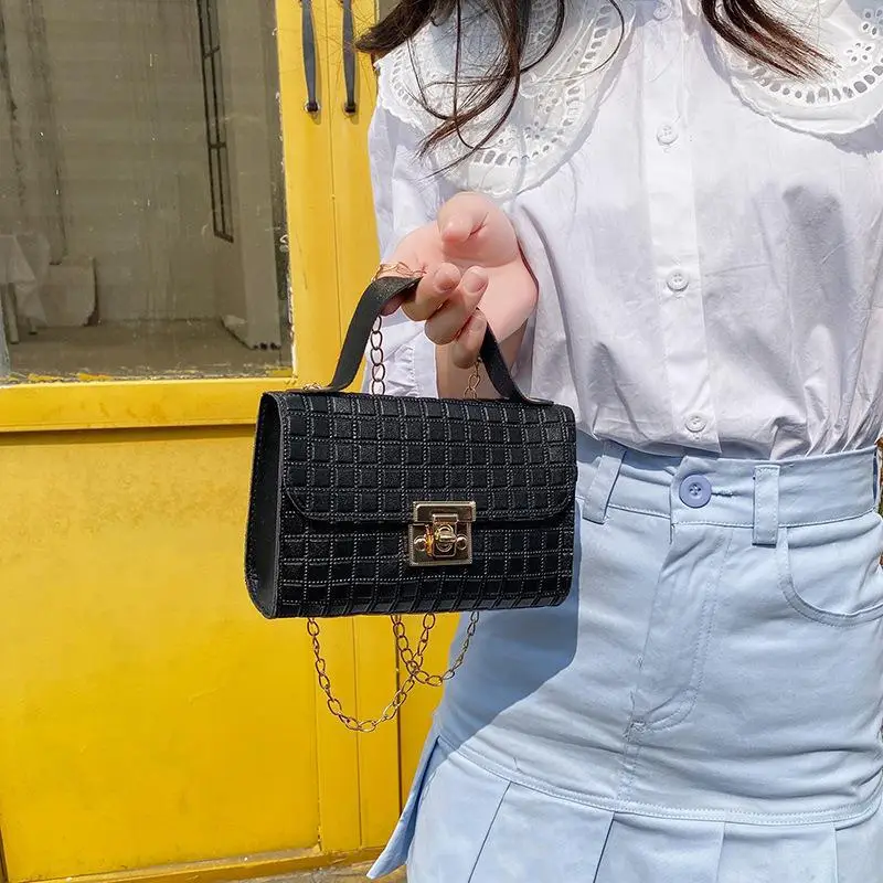 White Lock Chain Women's Small Square Bag - Image 12