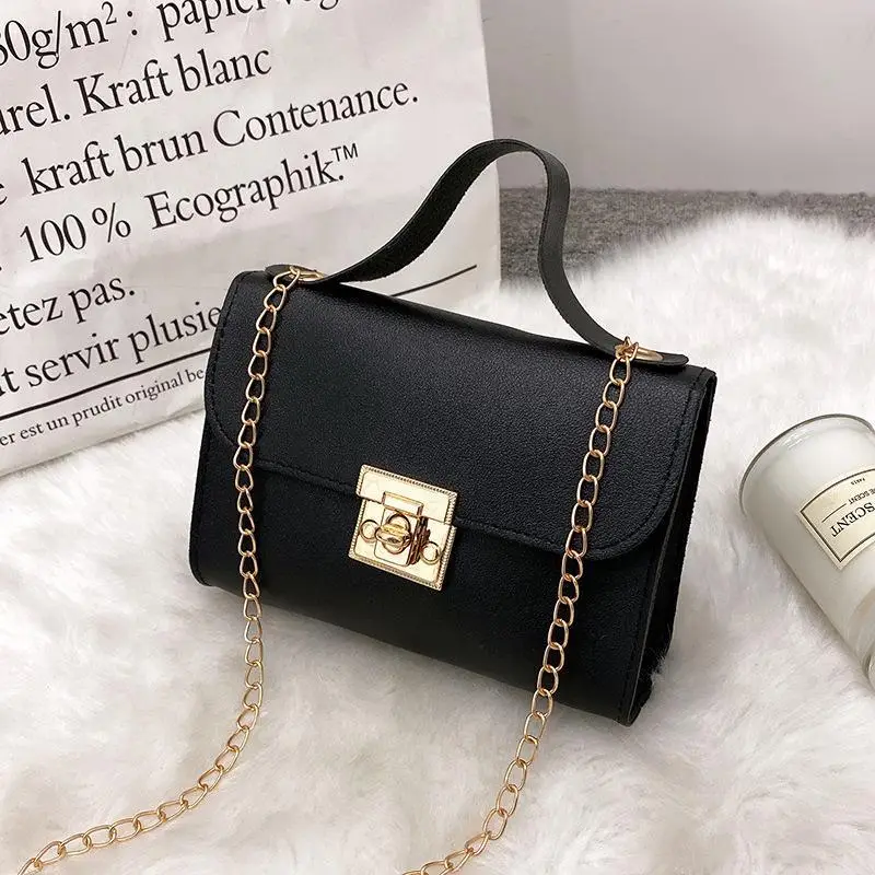 White Lock Chain Women's Small Square Bag - Image 3