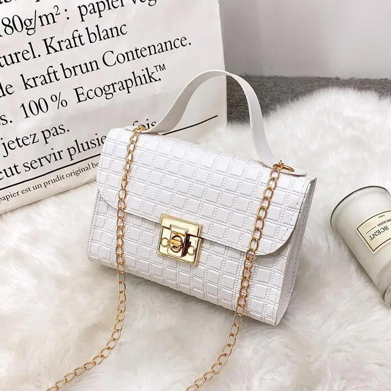 White Lock Chain Women's Small Square Bag - Image 9