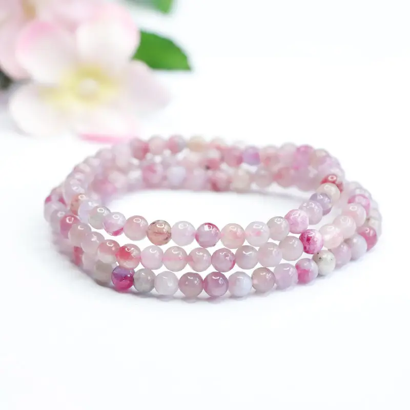 Pink Natural Red Tourmaline Bracelet Crystal Beads — feature 6
