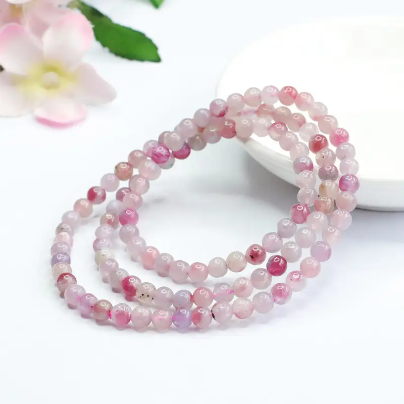 Pink Natural Red Tourmaline Bracelet Crystal Beads — feature 11