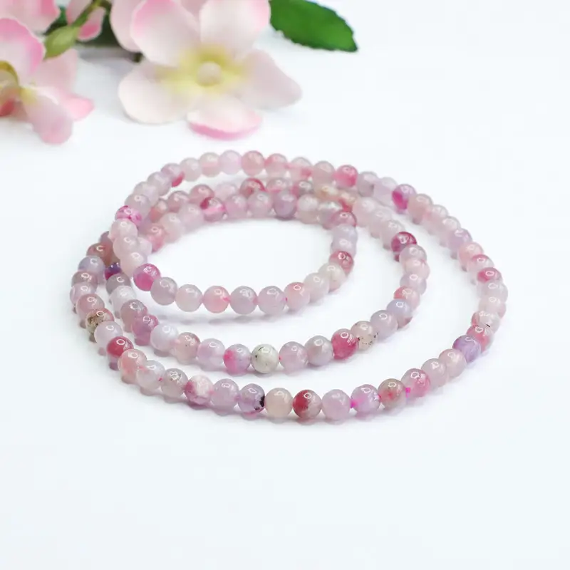 Pink Natural Red Tourmaline Bracelet Crystal Beads — feature 10