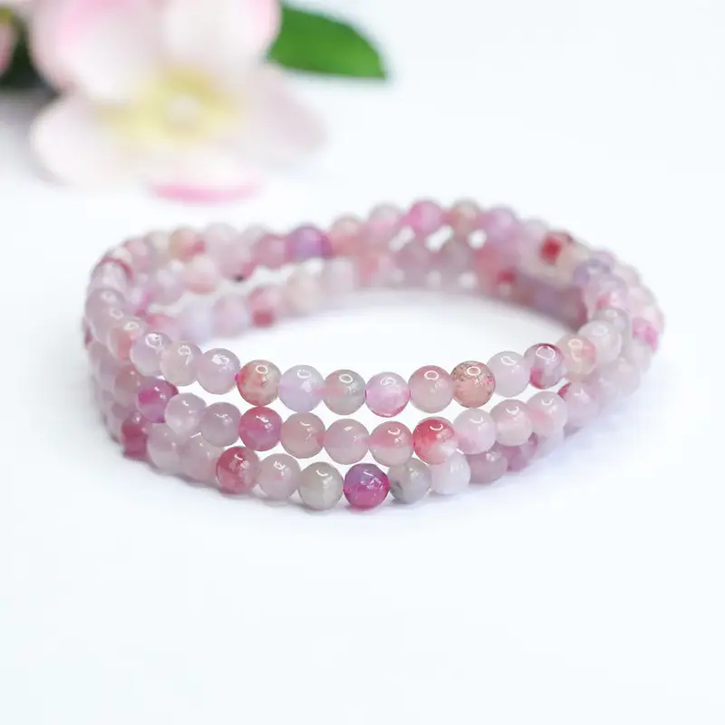 Pink Natural Red Tourmaline Bracelet Crystal Beads — feature 4