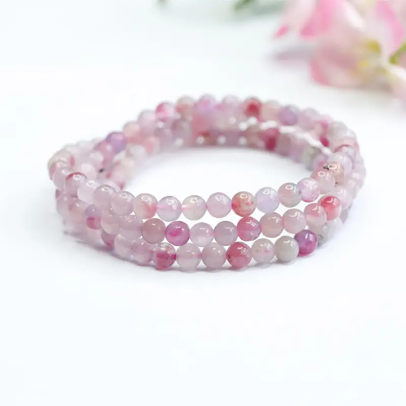 Pink Natural Red Tourmaline Bracelet Crystal Beads — feature 5