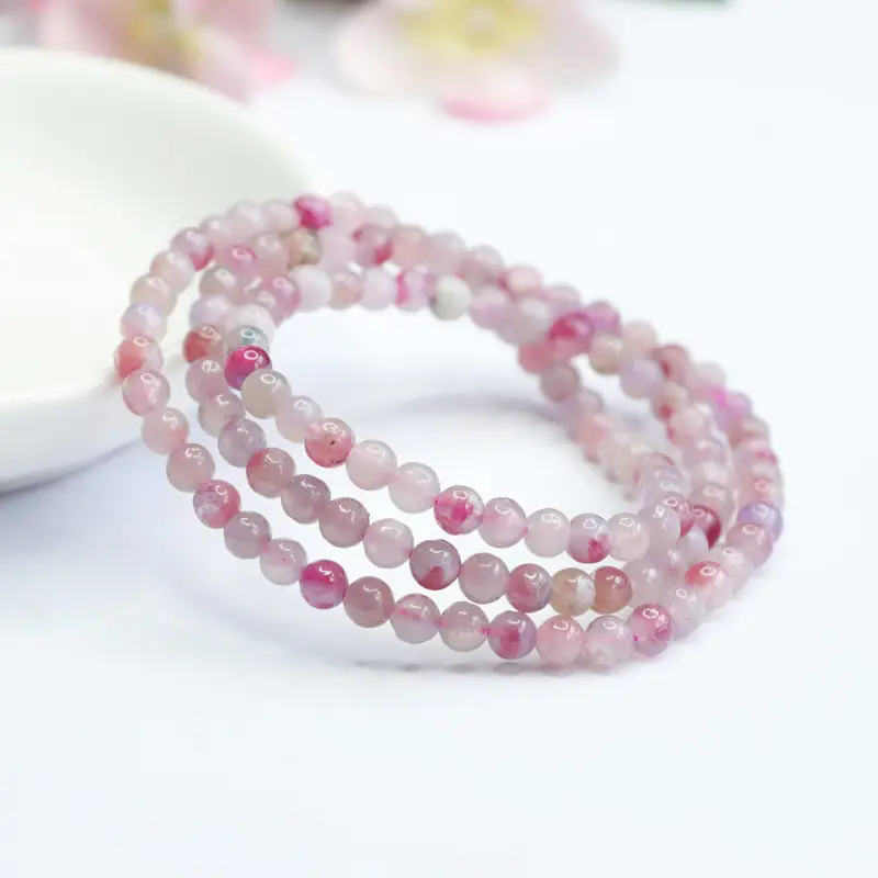 Pink Natural Red Tourmaline Bracelet Crystal Beads — feature 7