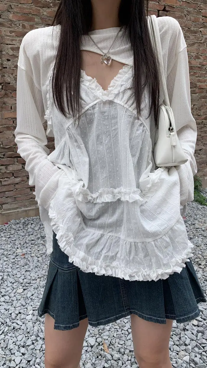Small White Long Sleeve T-Shirt for Girls Summer — feature 41