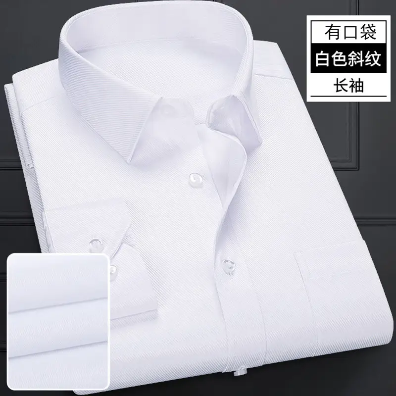 Men's Long Sleeve Navy Blue Plain Shirt Business Professional Workwear - Image 6