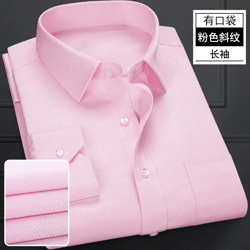 Men's Long Sleeve Navy Blue Plain Shirt Business Professional Workwear - Image 8