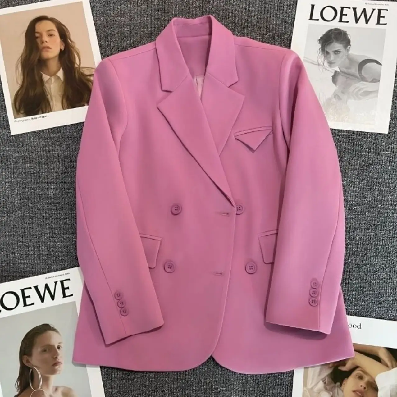 Women Korean Style Pink Slimming Suit Jacket 2022 - Image 4
