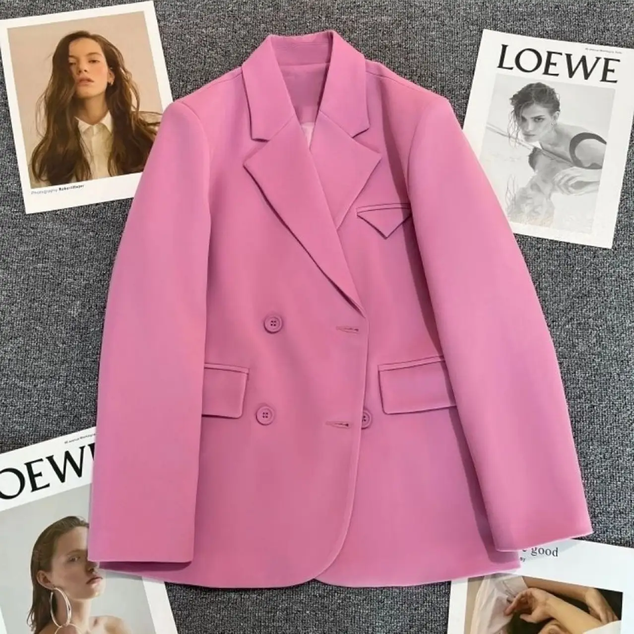 Women Korean Style Pink Slimming Suit Jacket 2022 - Image 5