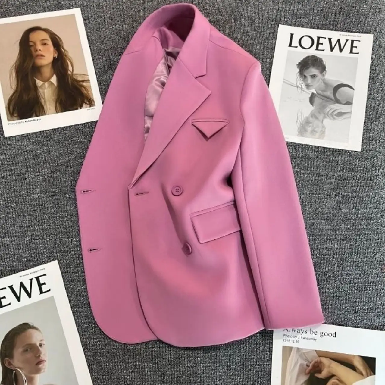 Women Korean Style Pink Slimming Suit Jacket 2022 — feature 7