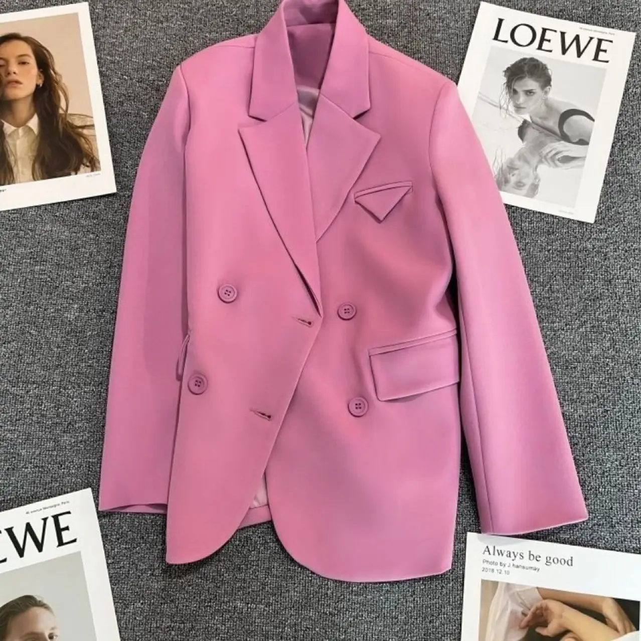 Women Korean Style Pink Slimming Suit Jacket 2022 — feature 8