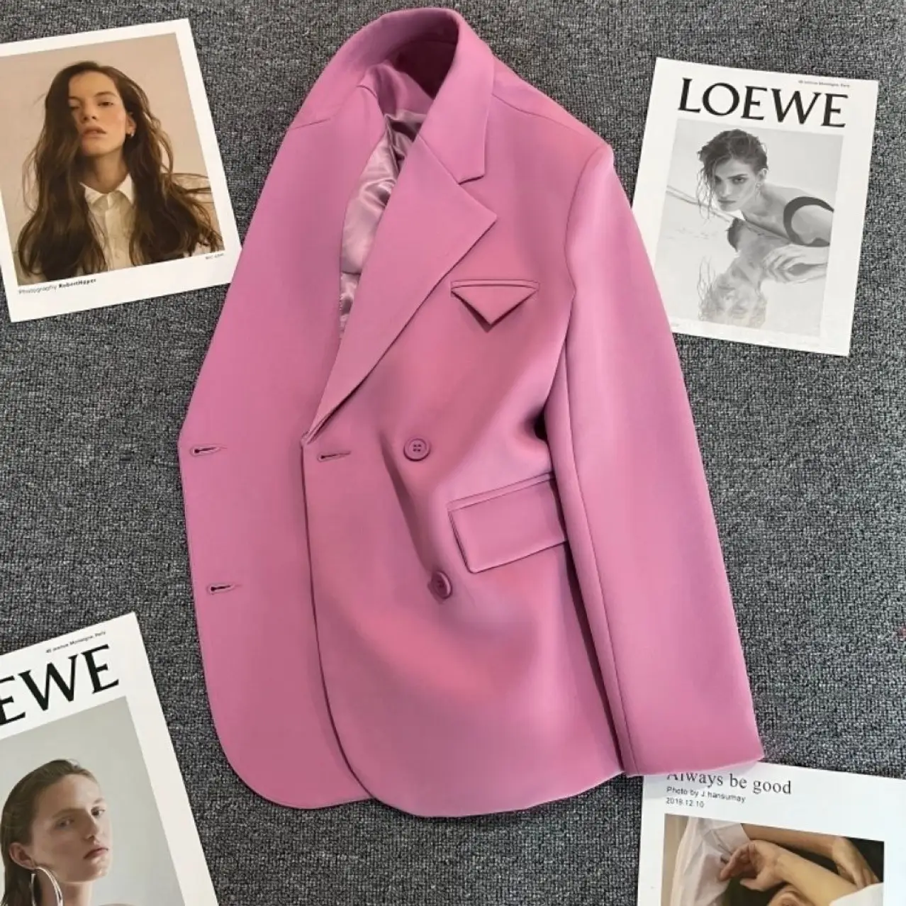 Women Korean Style Pink Slimming Suit Jacket 2022 — feature 9