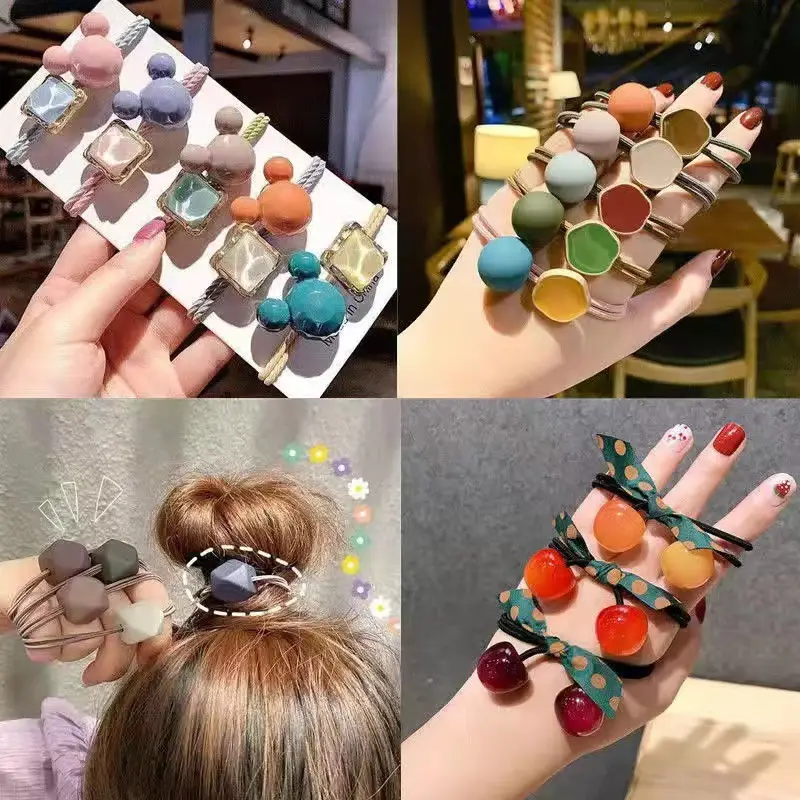 Korean Style Multi Color Cherry Hair Ring Rubber Band - Image 3