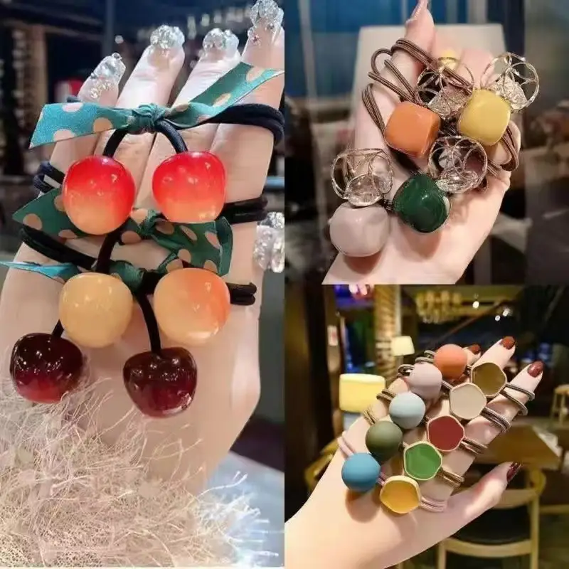 Korean Style Multi Color Cherry Hair Ring Rubber Band - Image 13