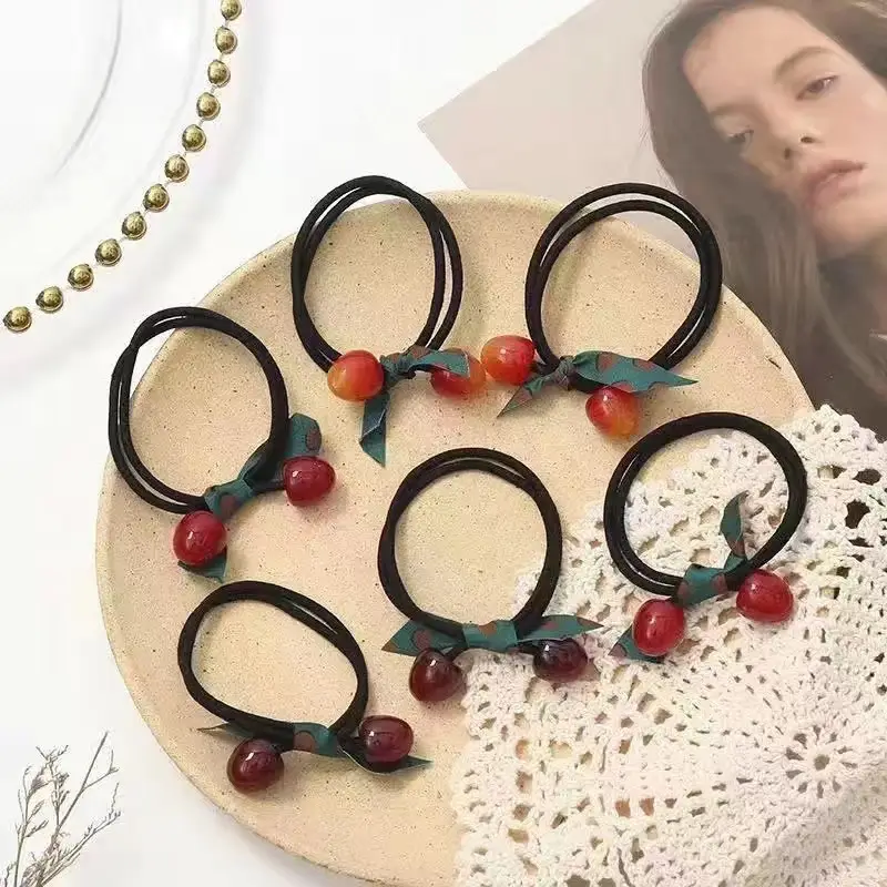 Korean Style Multi Color Cherry Hair Ring Rubber Band - Image 20