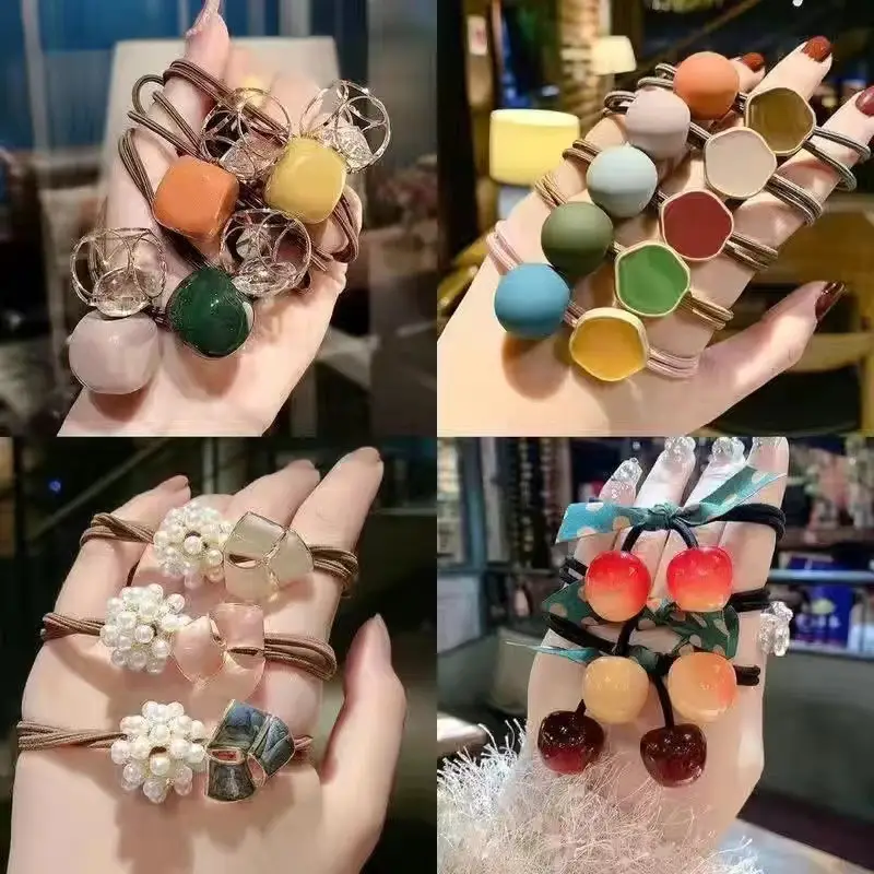 Korean Style Multi Color Cherry Hair Ring Rubber Band - Image 9
