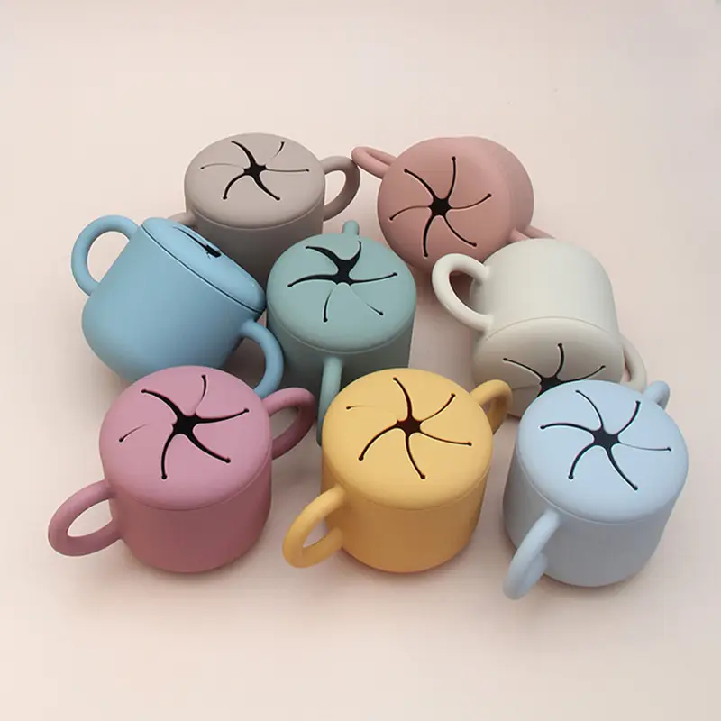 Binaural Petal Silicone Snack Cup with Handle - Image 11