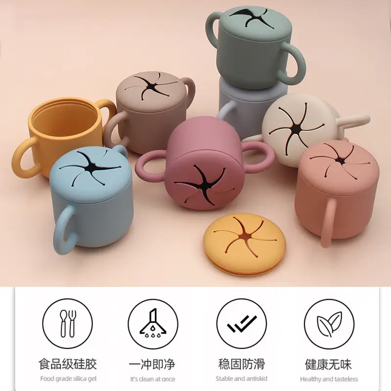 Binaural Petal Silicone Snack Cup with Handle - Image 14